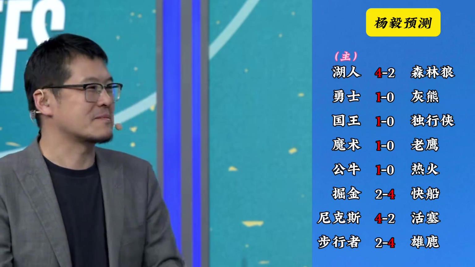 明燈來了！看看楊毅的季后賽預(yù)測：湖人4-2狼 快船4-2掘金